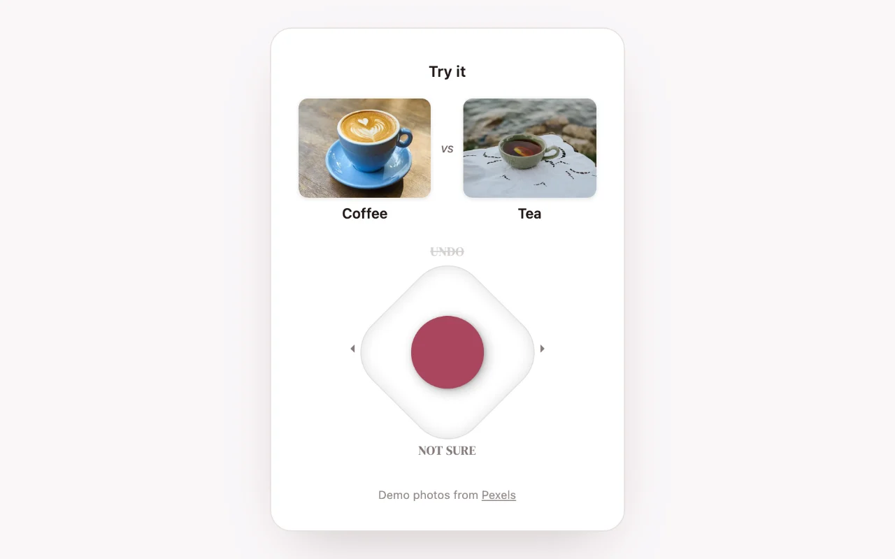 Piksi's picker asking you to choose between two options
